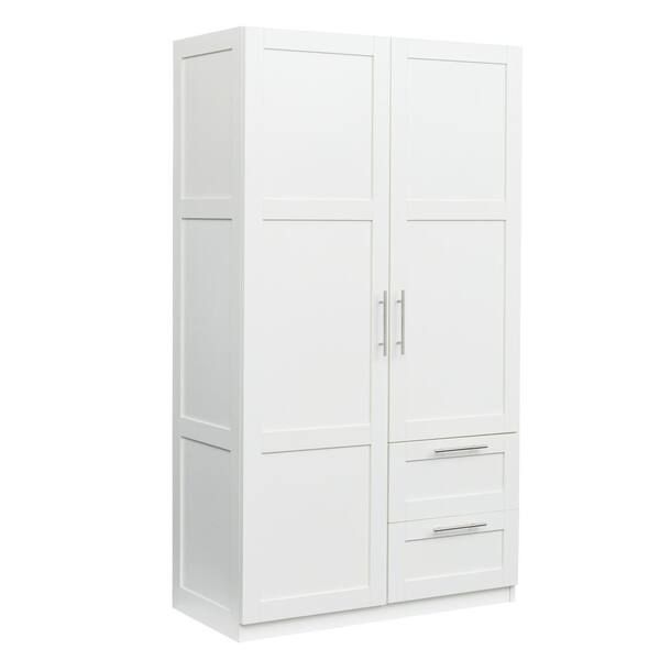 Walnut Hight Wardrobe Storage Cabinet 70.87 in. H x 39.37 in. W x 19.49 in. D, Brown