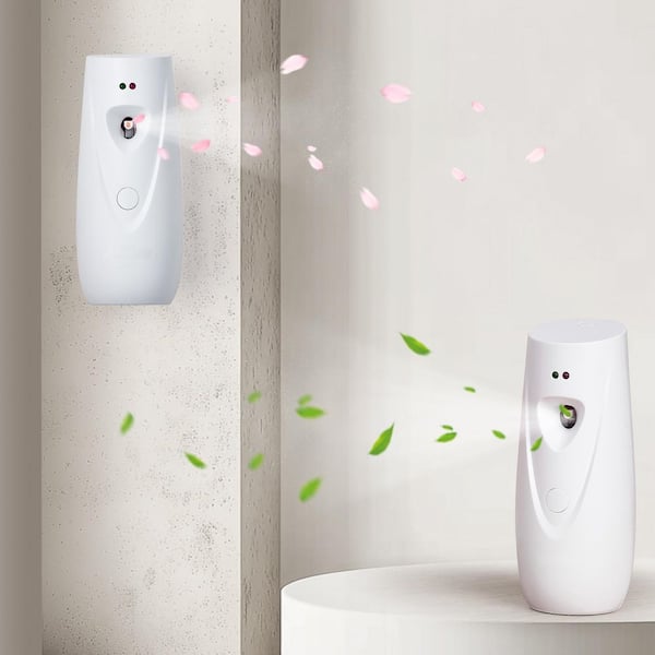 SKYSHALO Automatic Air Freshener Dispenser, 2-Pack, Wall Mounted, Battery Operated, Multiple Time Settings, White ZDKQQXJFPQBSOXDURV9-S0401