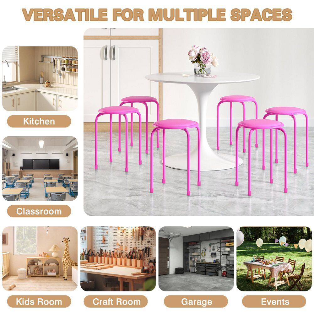"Stackable Stools Set of 6, 17"" Padded Counter Height Stacking Chairs for Classroom & Office, Pink" price history on PriceWatchPro