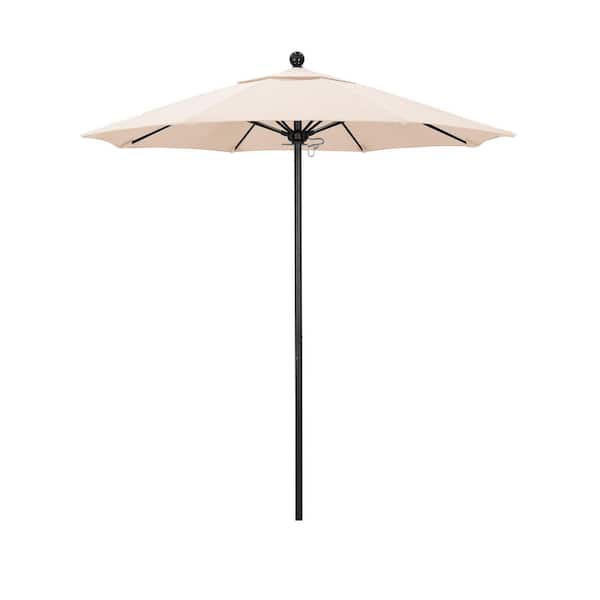 California Umbrella 7.5 ft. Black Aluminum Commercial Market Patio Umbrella with Fiberglass Ribs and Push Lift in Canvas Pacifica