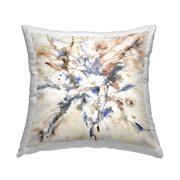 Subtle Botanical Abstraction Beige Square Outdoor Throw Pillow