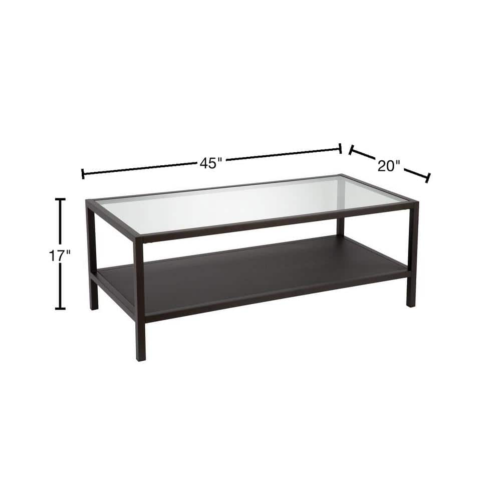 Rigan 45" Blackened Bronze Metal & Glass Rectangular Coffee Table