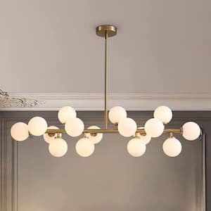 39.4 in. Modern 16-Light Sputnik Brass Chandelier Gold Farmhouse Pendant Lighting for Kitchen Island