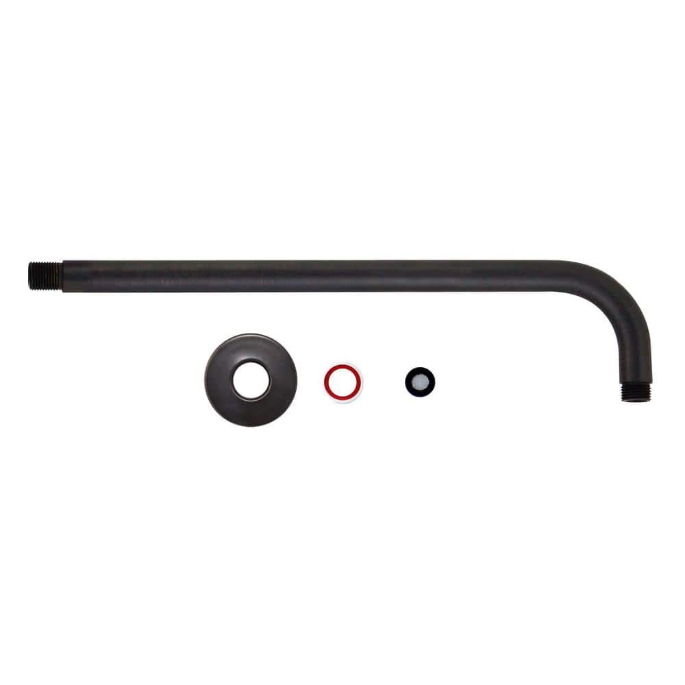 15" Rubbed Bronze Wall Mount Shower Arm with Flange