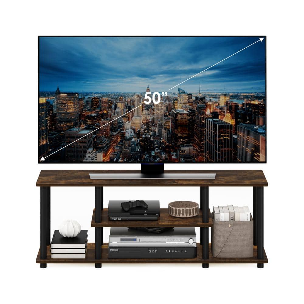 Amber Pine and Black 3-Tier TV Stand