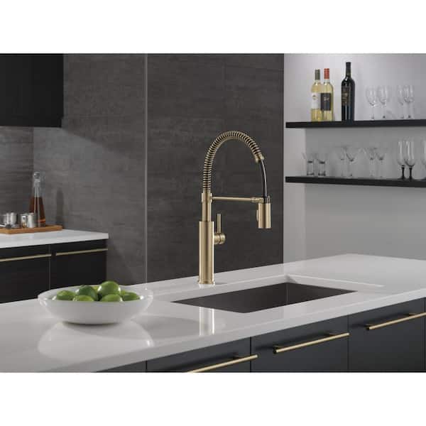 Delta Antoni Gold Single Handle Pull Down Sprayer Kitchen Faucet