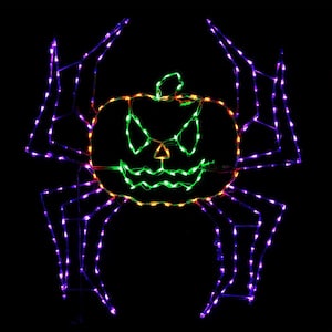 60 in. Animated LED Spider Pumpkin Halloween Yard Decoration