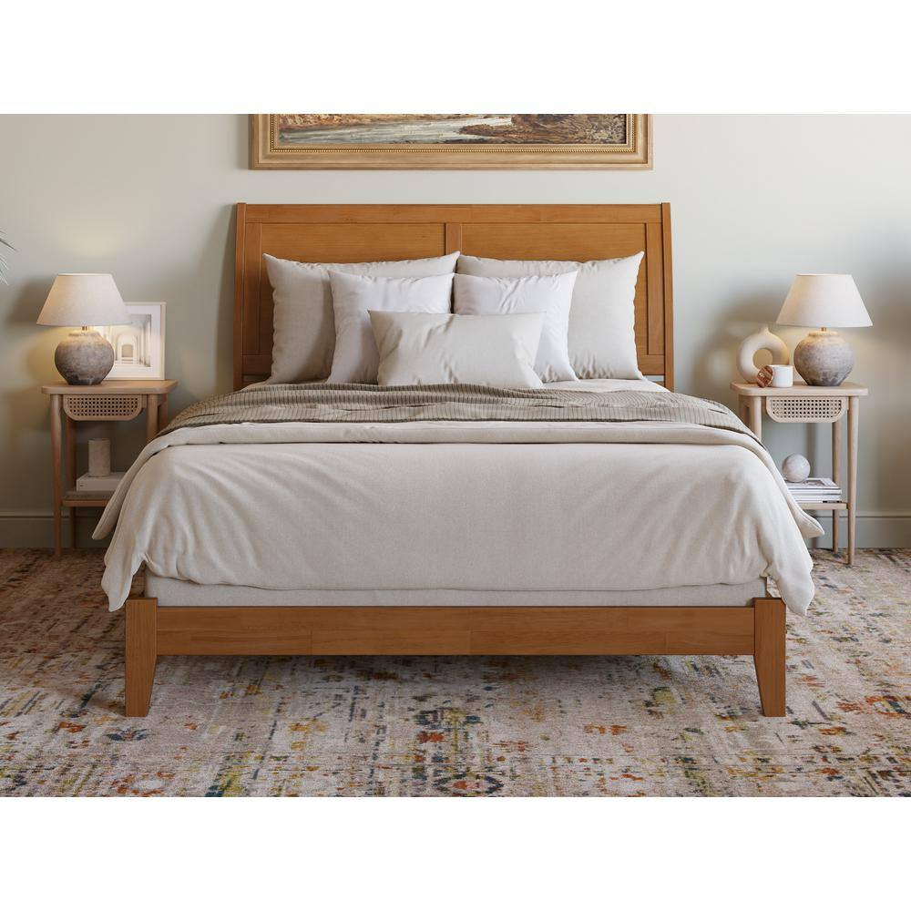 Portland Light Toffee Queen Wood Platform Bed with Headboard