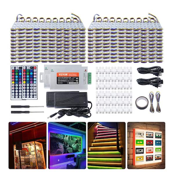 VEVOR 400PCS LED Storefront Lights 207 ft. 0.72-Watt Integrated LED RGB Color Changing Shop Lights Remote Control( 1 Pack )