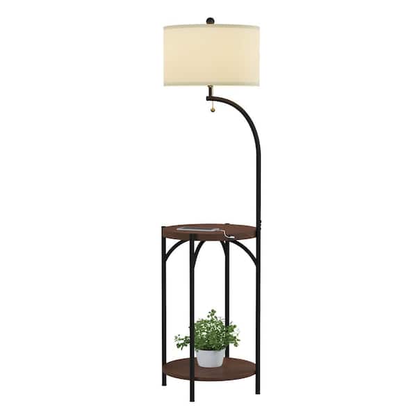 Dark Brown Indoor End Table Floor Lamp, End Table Floor Lamp With Usb Port