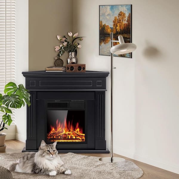 R.W.FLAME 43 in. Corner Freestanding Wooden Electric Fireplace in
