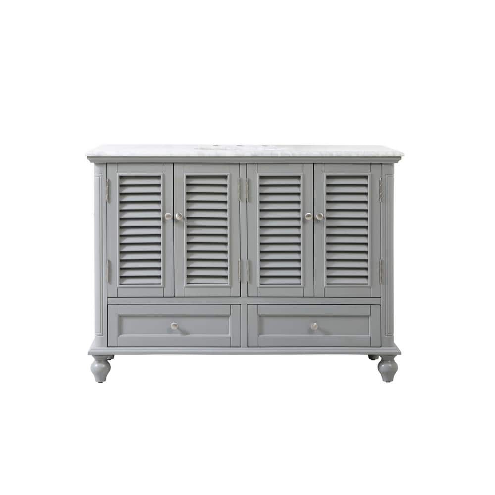 Timeless Home 48 in. W Single Bath Vanity in Grey with Marble Vanity Top in