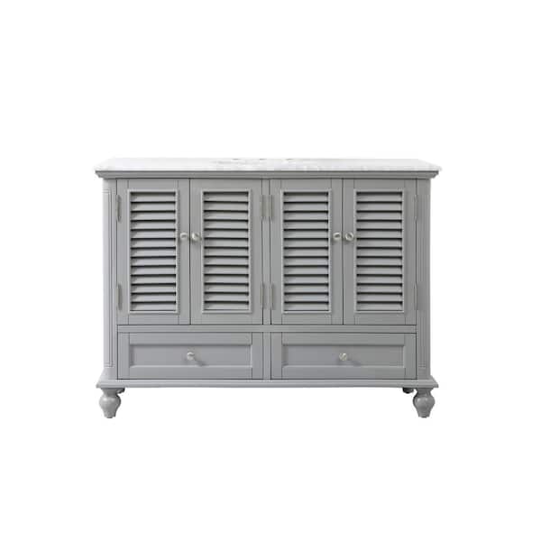 Unbranded Timeless Home 48 in. W Single Bath Vanity in Grey with Marble Vanity Top in Carrara with White Basin