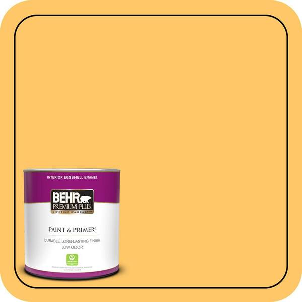 BEHR PREMIUM PLUS 1 qt. #HDC-SP16-05 Daffodil Eggshell Enamel Low Odor Interior Paint & Primer