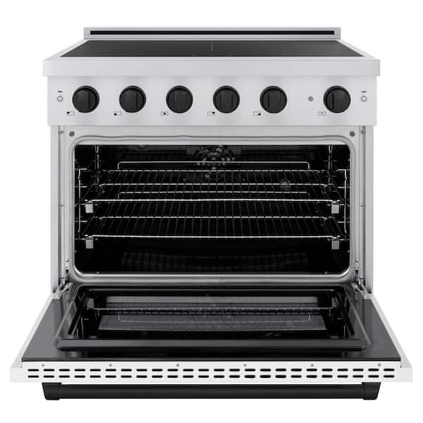 Autograph 36 in. 5.2 cu. ft. Induction Range with 5 Element Cooktop in Stainless Steel with White Matte and Black Accent
