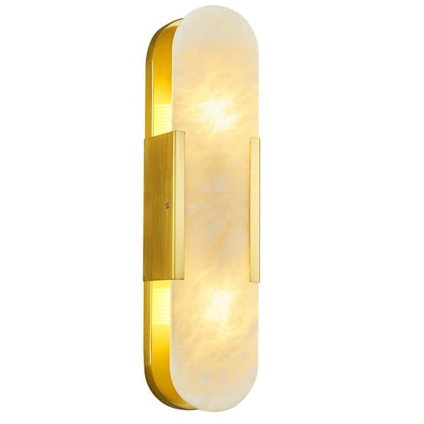 Home Light 1 Light Gold Modern LED Wall Sconce With Marble Shade, 1Pack