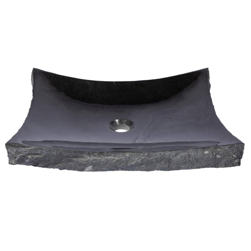 Large Black Granite Zen Rectangular Vessel Bathroom Sink