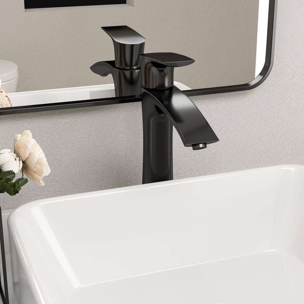 Matte Black Tall Single Handle Bathroom Faucet