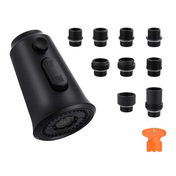 IVIGA 1/2 in. Kitchen Pull Down Faucet Spray Head with 3-Functions and 9 Adapter Kit in Matte Black
