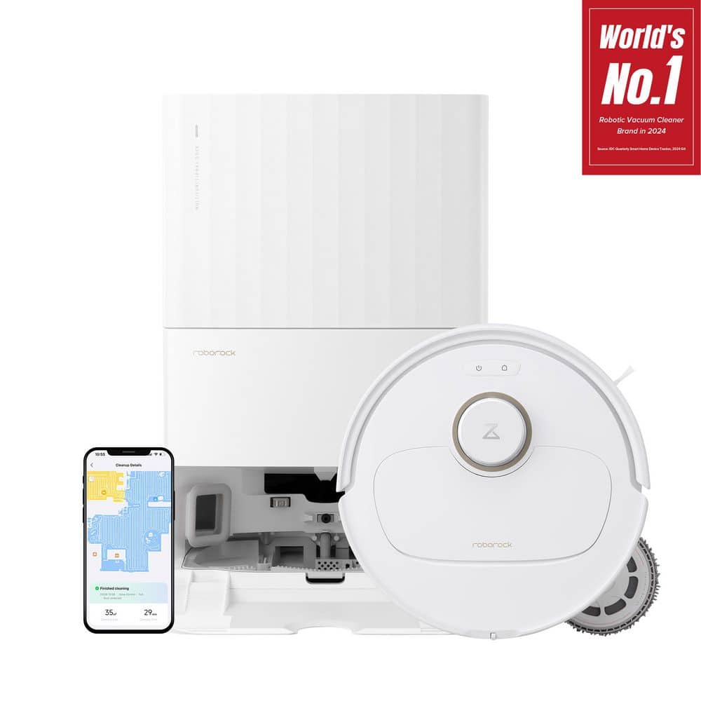 Roborock Qrevo Pro 13. 4in Robotic Vacuum, with Lidar Smart Navigation, FlexiArm Edge Mopping, Dynamic Hot Water Re-Wash in White