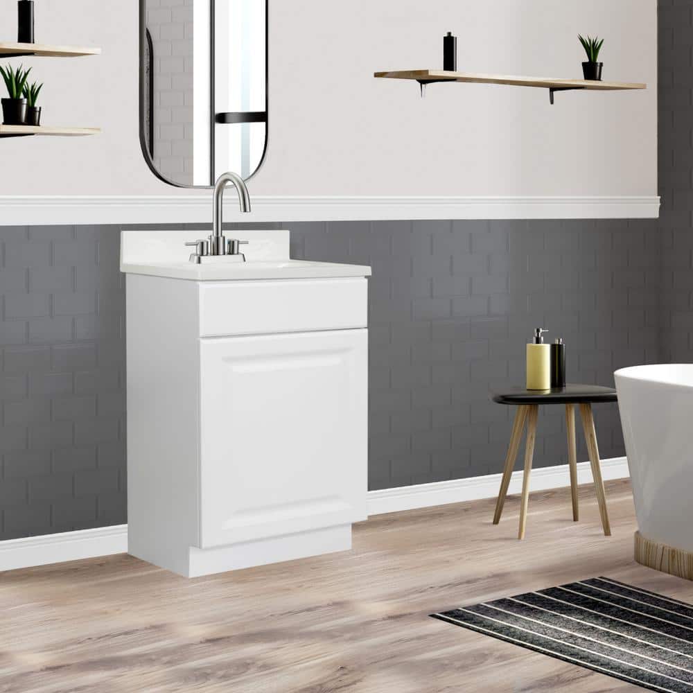 Wyndham 19-Inch White Cultured Marble Single Sink Bathroom Vanity