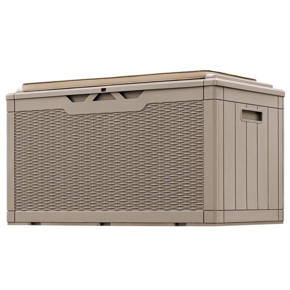 Tozey 100 Gal. Fusion Style Outdoor Storage Bench Mocha Resin Deck Box