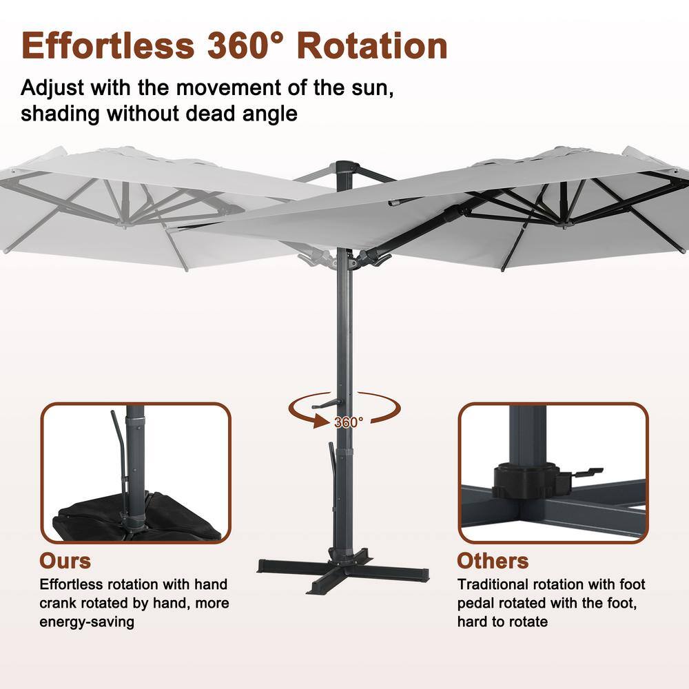 10ft Gray Aluminum Cantilever Patio Umbrella with Bluetooth LED Light