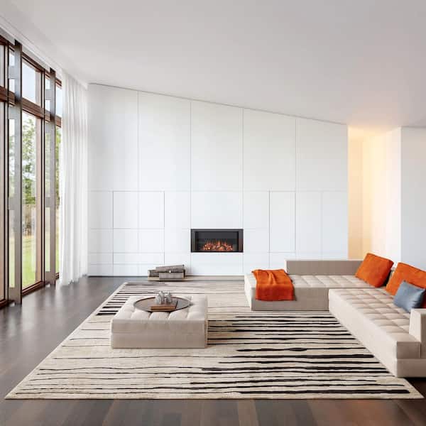 Eufemia Contemporary Abstract Beige 8 ft. x 10 ft. Indoor/Outdoor Patio Area Rug