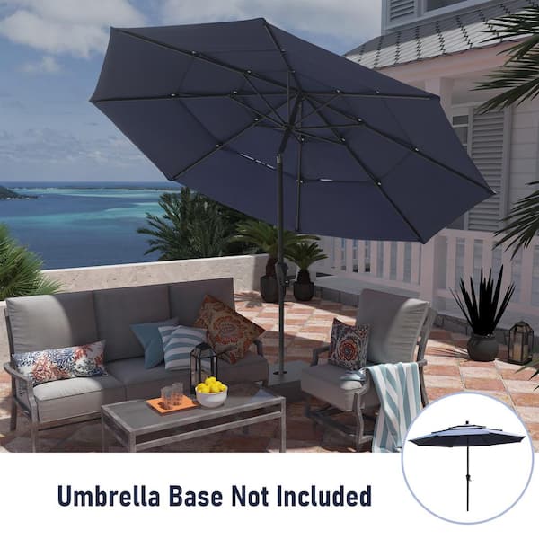 10 ft. Outdoor Aluminum Pole Patio Market Umbrella in Navy Blue with Double Air Vent