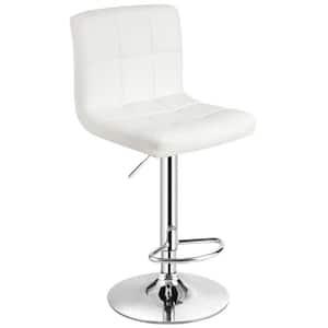 46 in. H PU Leather Bar Stool Low Back Metal Swivel Bar Chair w/ Adjustable Height White (Set of 4)