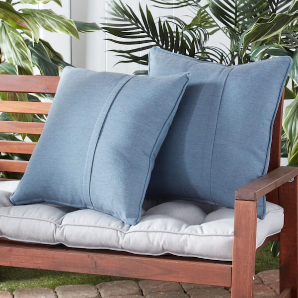 Sunbrella Spectrum Denim Square Outdoor Throw Pillow with Pleat (2-Pack)