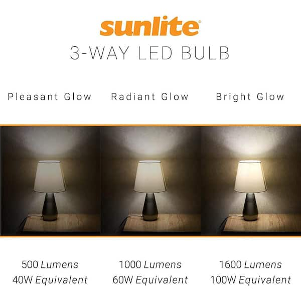 Sunlite 40 60 100 Watt Equivalent A19 3 Way Medium E26 Base LED