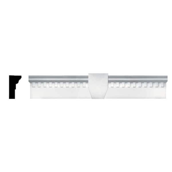 Builders Edge 6 in. x 33 5/8 in. Classic Dentil Window Header with Keystone in 001 White