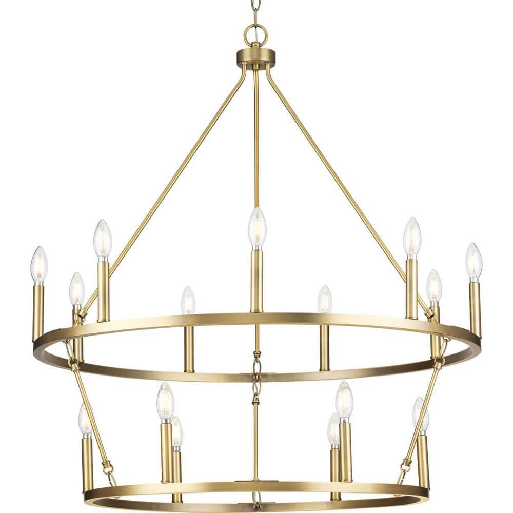 Progress Lighting Gilliam 35 1 2 In 15 Light Vintage Brass Chandelier