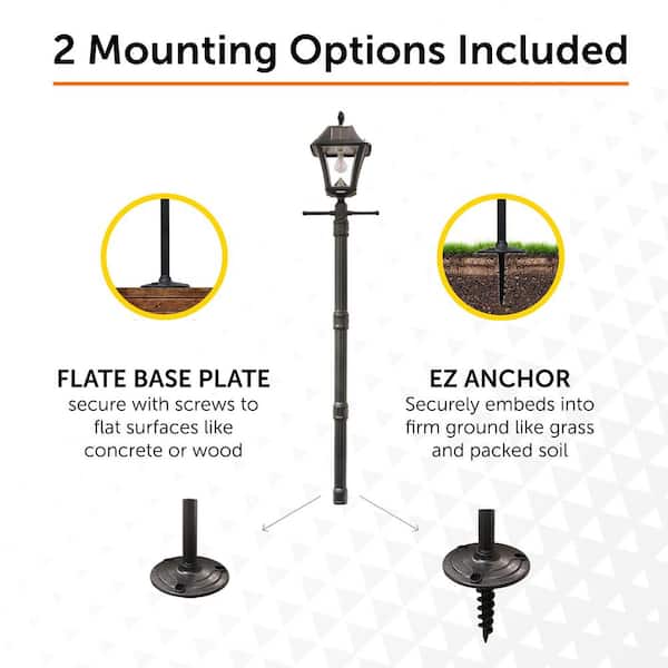 GAMA SONIC Baytown II Bulb Black Outdoor Solar Lamp Post Light
