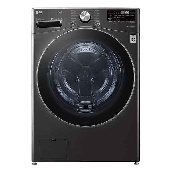 LG 5.0 cu. ft. Large Capacity High Efficiency Stackable Smart Front Load Washer with TurboWash360 and Steam in Black Steel
