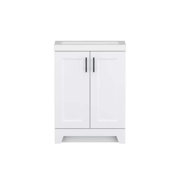 Brindle 24.5 in. W x 16.25 in. D x 33.8 in. H Single Sink Bath Vanity in White with White Cultured Marble Top