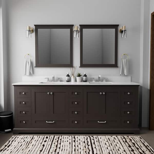 Dukes 84 in. W x 22 in. D Espresso Double Bath Vanity and White Quartz Top
