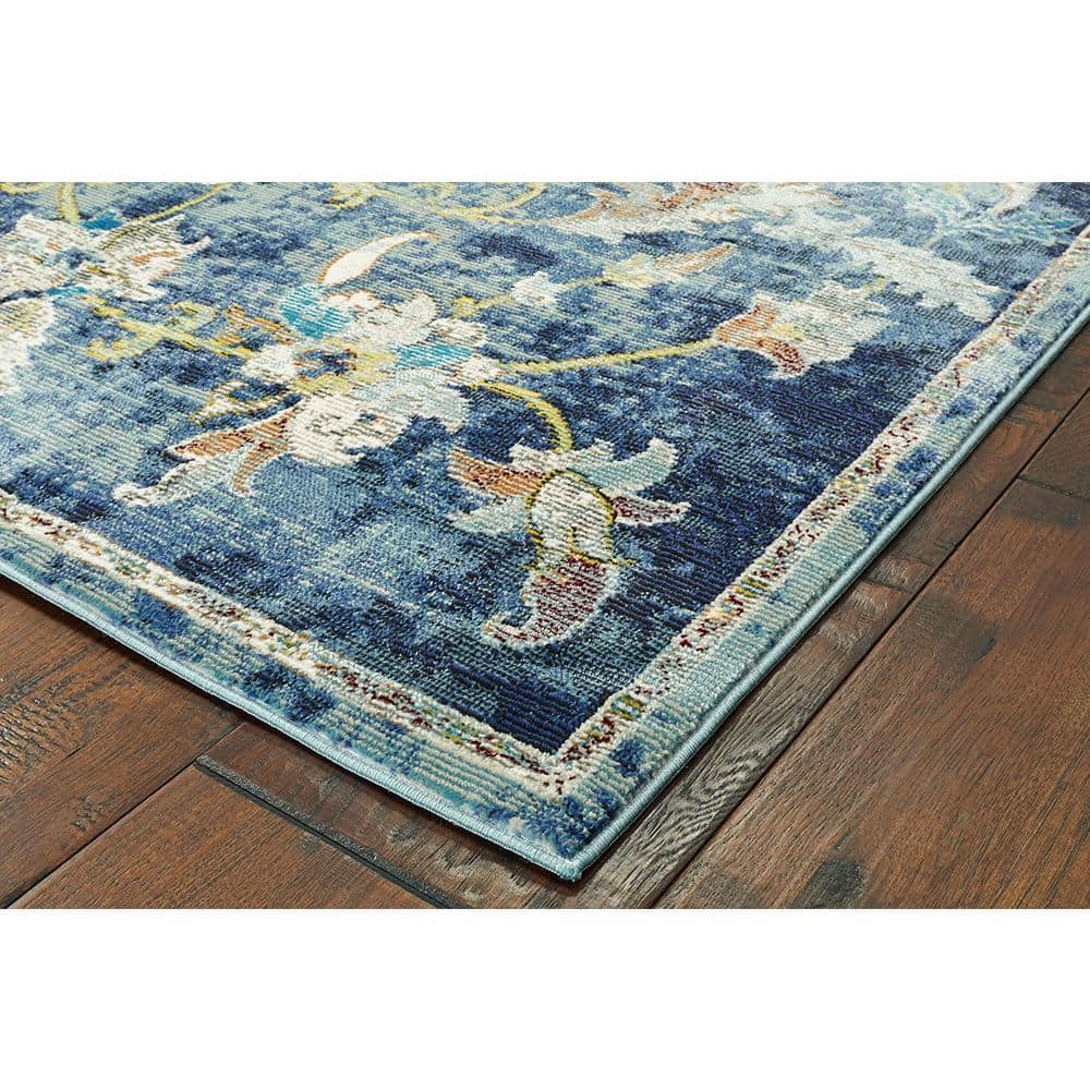 Handmade Tufted Floral Blue Synthetic 5' x 8' Area Rug