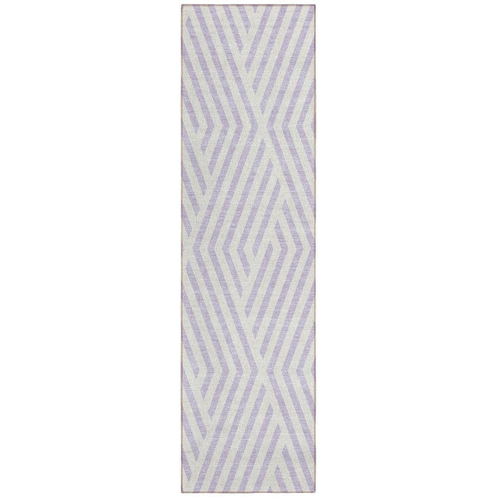 Lavender and Ivory 2 ft. x 8 ft. Woven Geometric Runner Indoor/Outdoor Area Rug price history on PriceWatchPro
