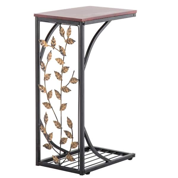 Karl home Brown C-Shape MDF Sofa Side and End Table