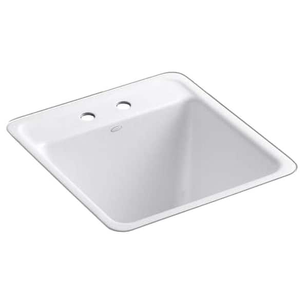 KOHLER Park Falls Tile-In Cast Iron 21 in. 2-Hole Utility Sink in White