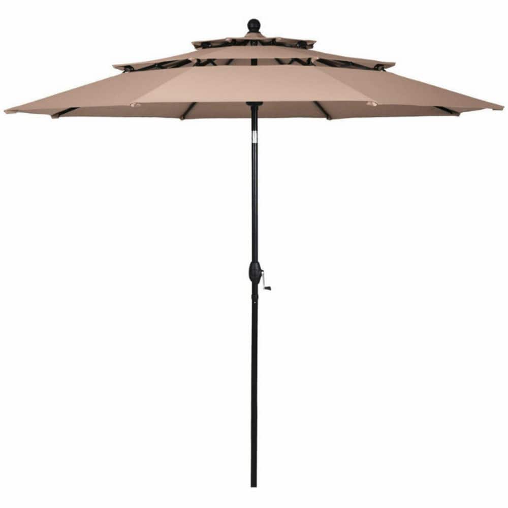 10 ft. 3-Tier Market Patio Umbrella Crank and Tilt Outdoor Umbrella in Beige price history on PriceWatchPro