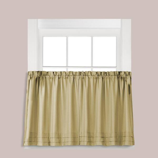 Saturday Knight Semi-Opaque Holden 36 in. L Polyester Tier Curtain in Khaki (2-Pack)