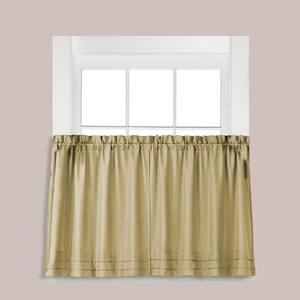 Semi-Opaque Holden 36 in. L Polyester Tier Curtain in Khaki (2-Pack)