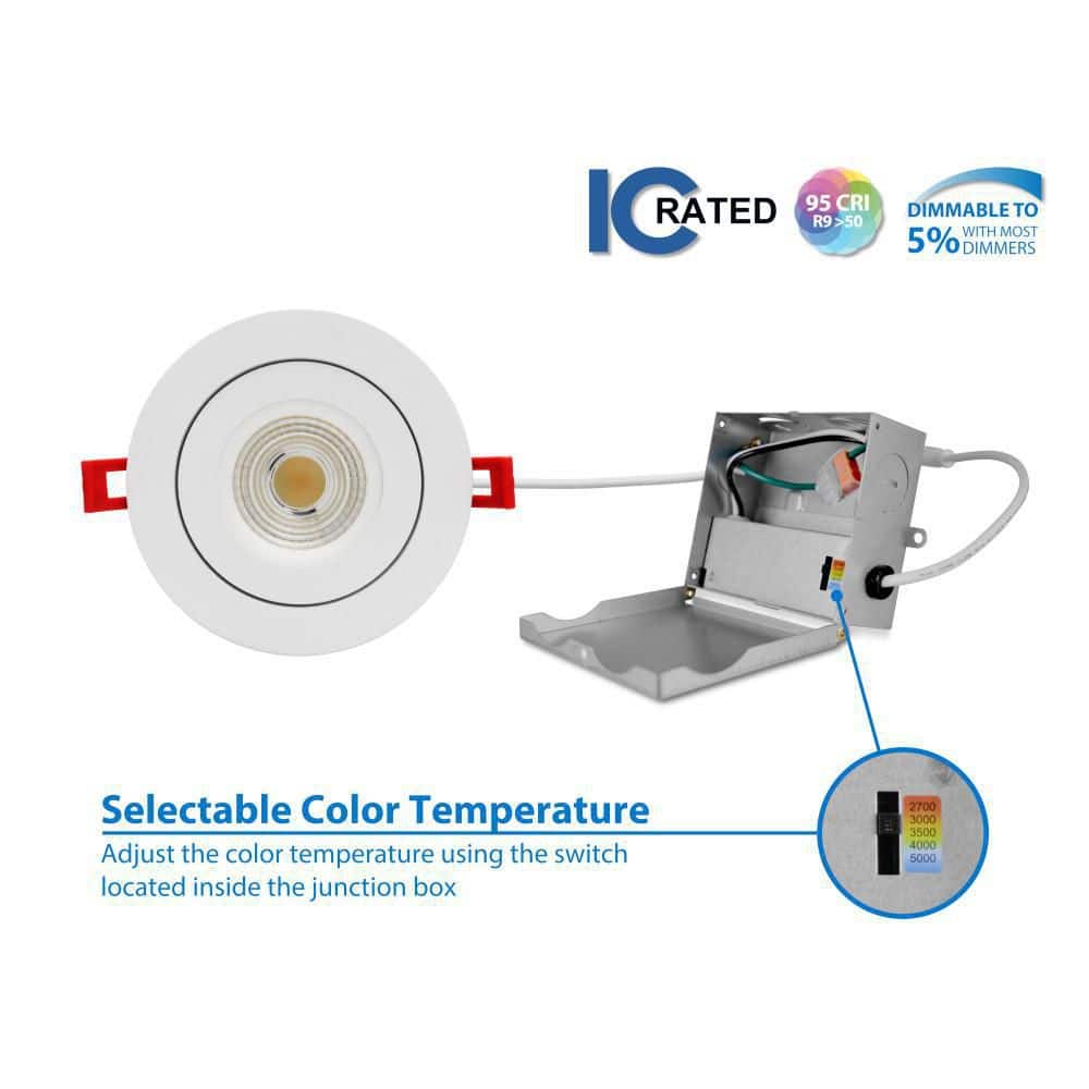 White Aluminum 4-Inch LED Canless Recessed Lighting Kit