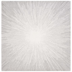 Abstract Ivory/Silver 6 ft. x 6 ft. Eclectic Star Square Area Rug