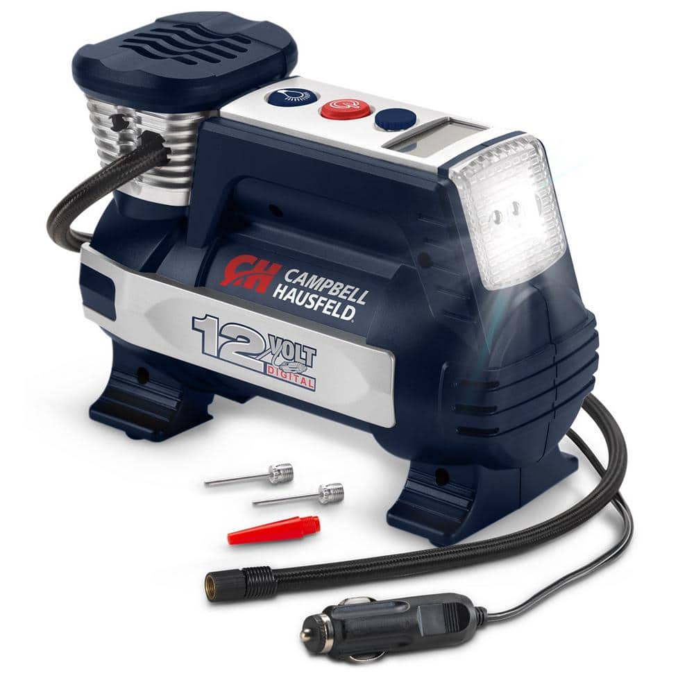 Campbell Hausfeld Digital Powerhouse 100 PSI 12V Portable Inflator with  Automatic Shut-off, Safety Light and Accessories AF011400 - The Home Depot