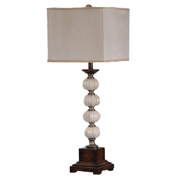 Absolute Decor 35 in. Silver and Worn Wood Natural Sea Urchin Table Lamp