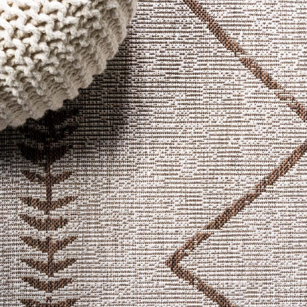Handwoven Mid-Century Modern Beige/Brown Synthetic Area Rug
